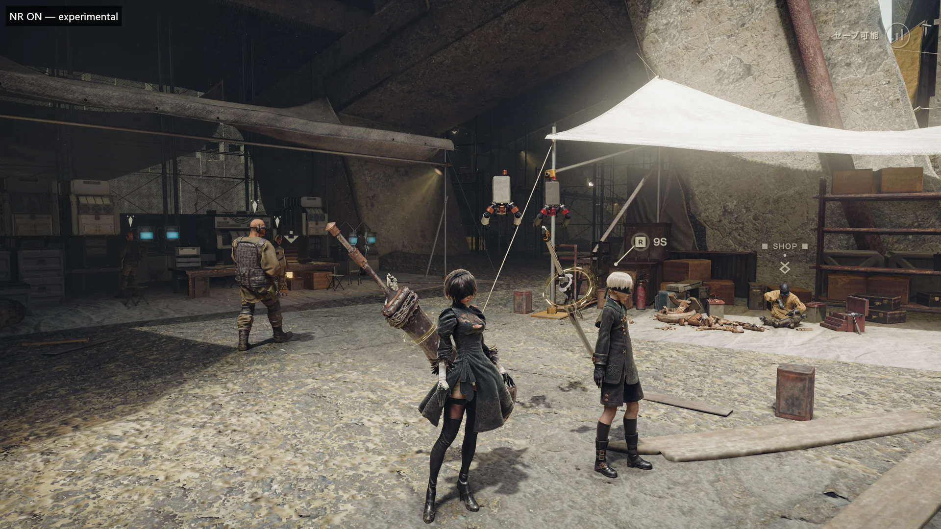 NieR gameplay with the integration's NR ON status badge