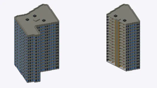 Exterior and cutaway of 新槇町ビル