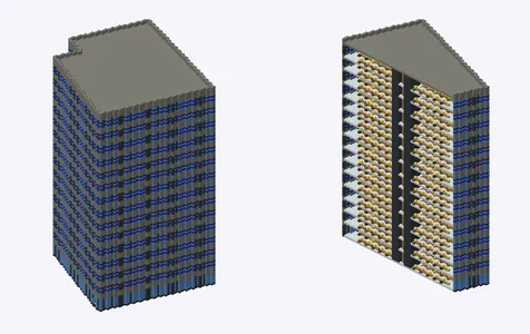 Exterior and cutaway of 新虎通りCORE