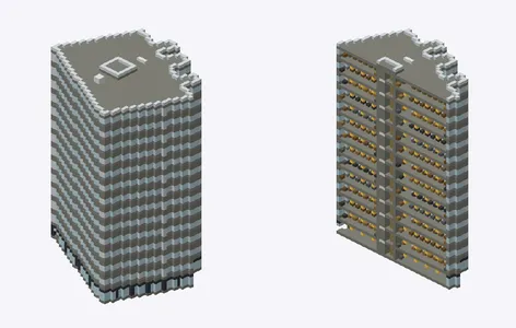 Exterior and cutaway of apartments, central Tokyo, around Tokyo Station (Chiyoda / Chuo ward)