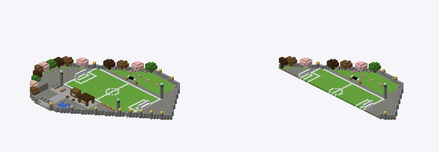 Exterior and cutaway of sports pitch, central Tokyo, around Tokyo Station (Chiyoda / Chuo ward)