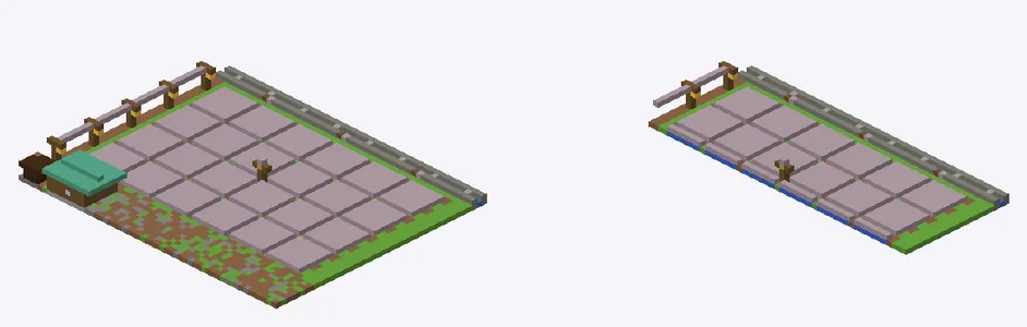 Exterior and cutaway of Rice paddies with a field hut