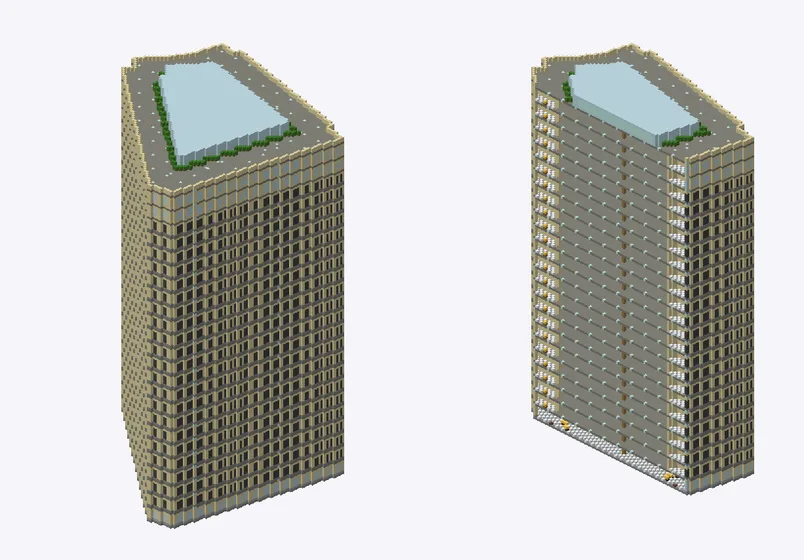 Exterior and cutaway of ザ・ペニンシュラ東京