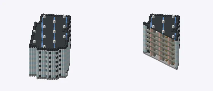 Exterior and cutaway of 社殿