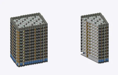 Exterior and cutaway of ホテルヴィラフォンテーヌ東京八丁堀