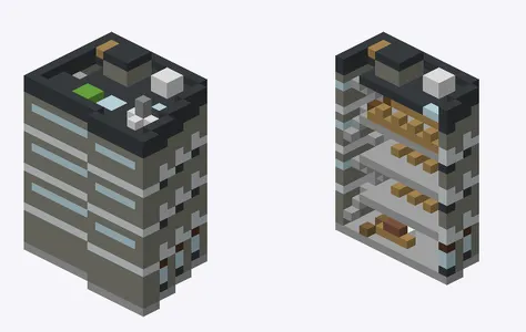 Exterior and cutaway of 三恵ビル