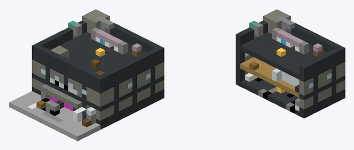 Exterior and cutaway of Machi-koba metal workshop in Ota