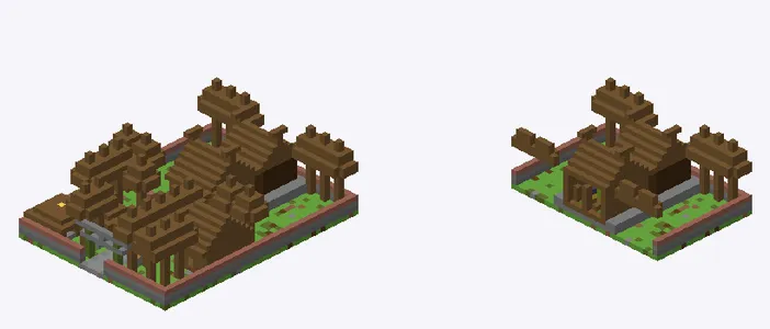 Exterior and cutaway of Village shrine in a cedar grove